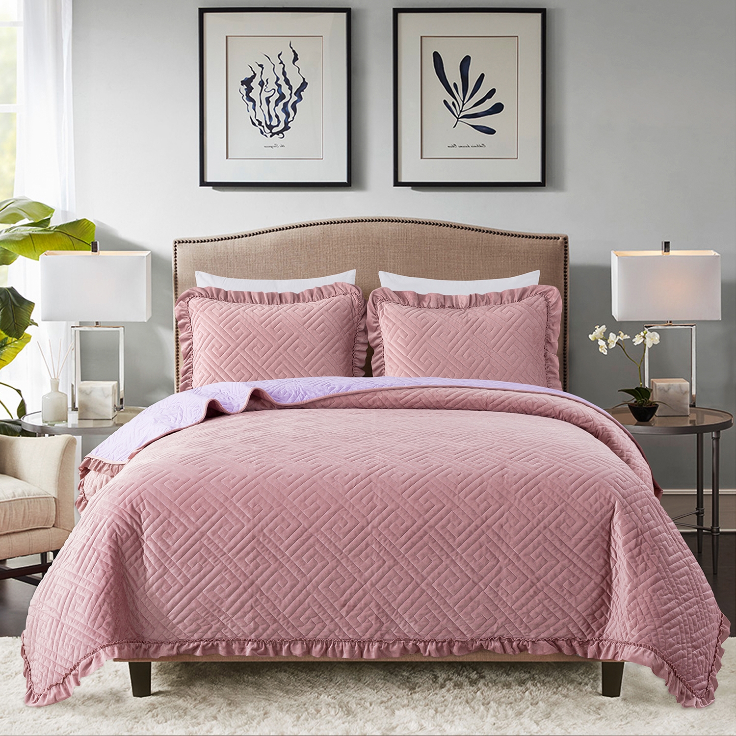 Velvet Quilt Set Bedspread